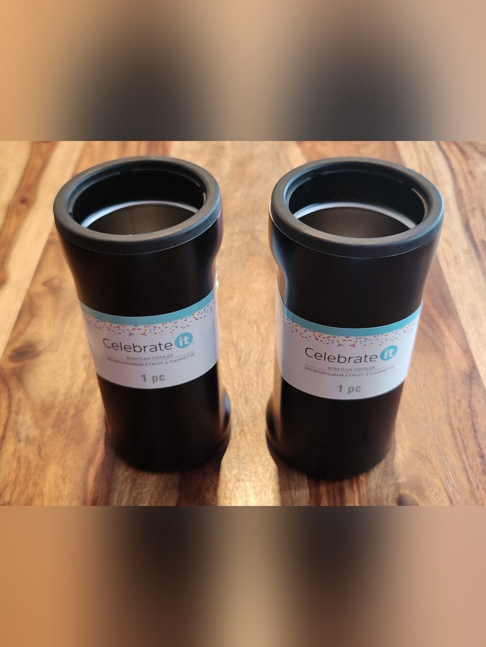 Celebrate It Black Slim Can Cooler Set Of 2